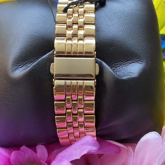 NEW* MEN GOLD BIG FACE CLASSY ICY WATCH CUBAN - Picture 6 of 7